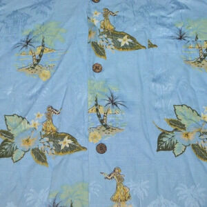 Hawaiian Tropic Hula Girl Island Palms Blue Mens